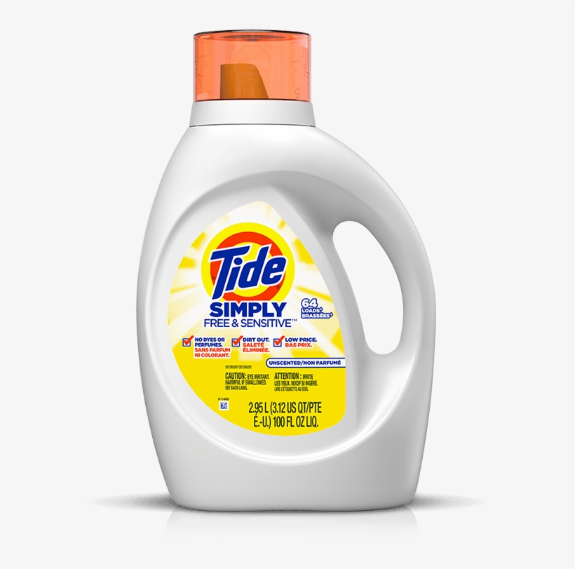 Tide Simply Free & Sensitive Liquid Laundry Detergent, transparent png download