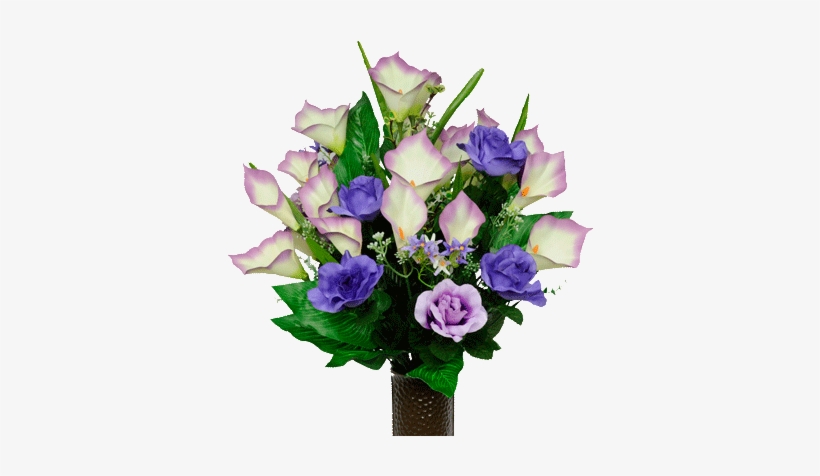 Md1136 Purple Rose And Calla Lily - Ruby's Silk Flowers Purple Rose And Calla Lily Mix, transparent png download