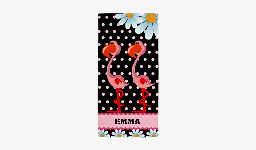 Flamingo, Daisy Polka Dot Custom Beach Towel - Pink Flamingos And Polka Dots Beach Towel, transparent png download