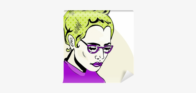 Pop Art Woman Comic Book Style With Dot Wall Mural - Comics, transparent png download