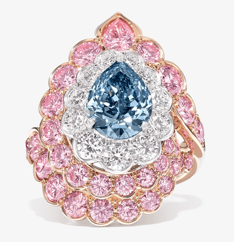 Blue Diamond And Pink Diamond Ring High Jewellery - Pink And White Diamond Ring, transparent png download