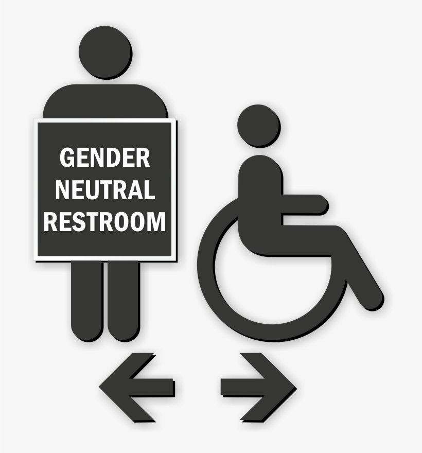 Handicap Gender Neutral Restroom Die Cut Sign Kit - Unisex Public Toilet, transparent png download