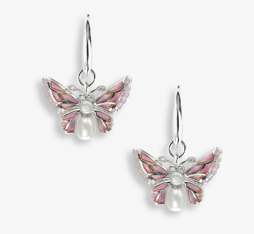 Nicole Barr Designs Sterling Silver Wire Earrings Butterfly - Nicole Barr Pink Butterfly Earrings - Sterling Silver, transparent png download