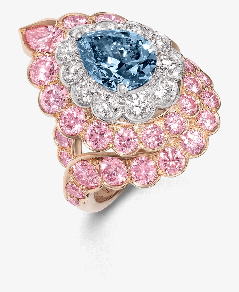 Blue Diamond And Pink Diamond Ring - Pink Diamond Ring, transparent png download