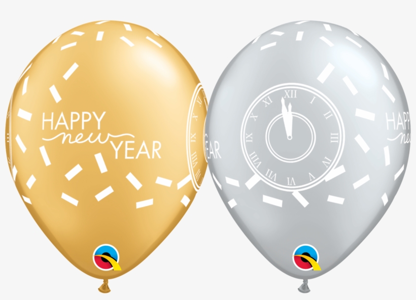 11" Round Assorted Silver & Gold New Year Confetti - Qualatex 11 Inch Gold Latex Balloon - Big Polka, transparent png download