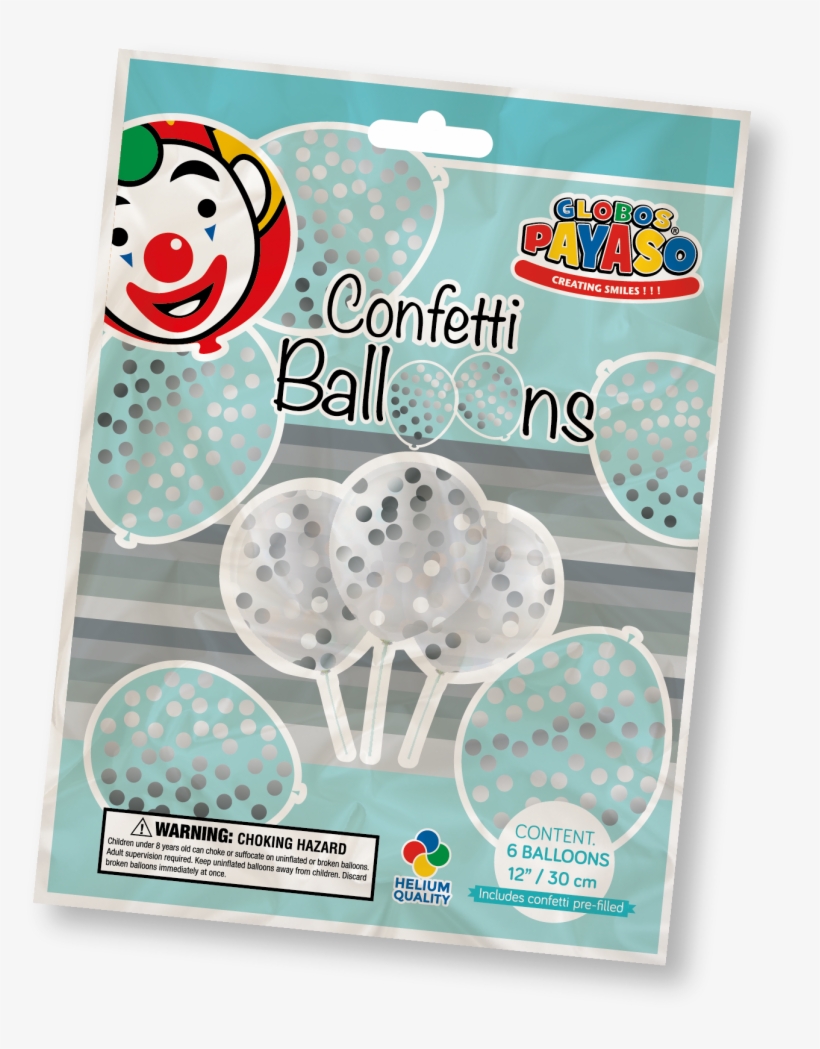 Clear Balloons With Silver Confetti - Globos Payaso, transparent png download