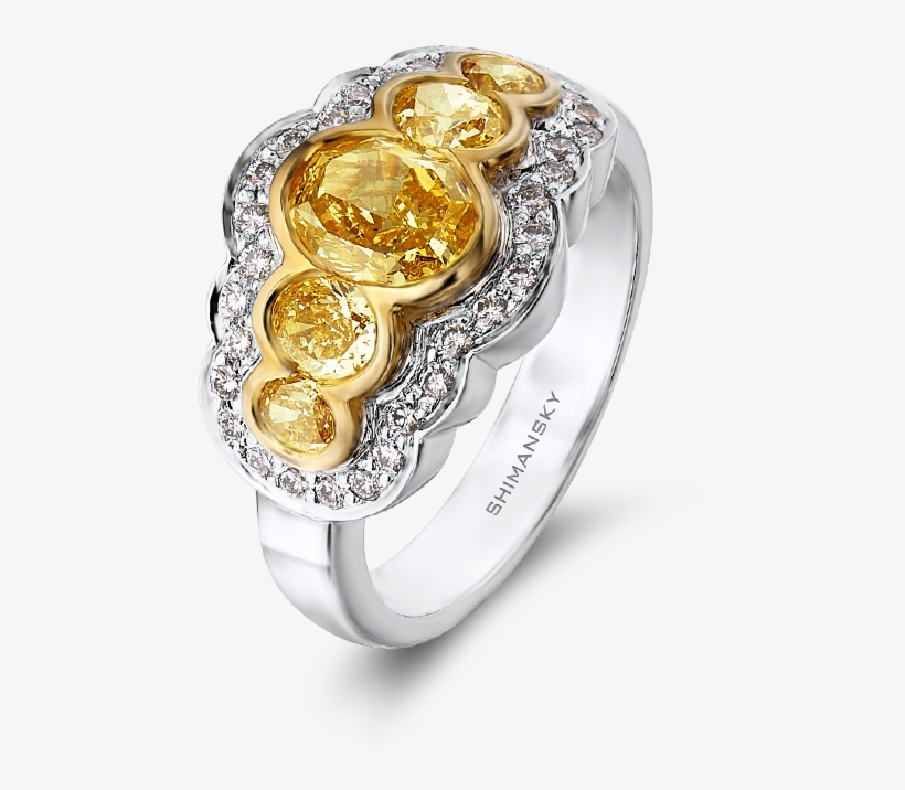 08 Tube Set Fancy Yellow Diamond Ring - Diamond, transparent png download