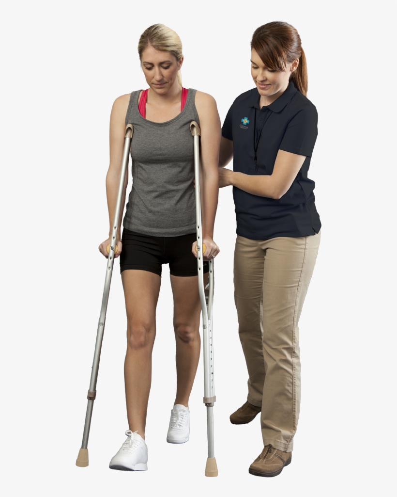 Free Patient Png - Person On Crutches Png, transparent png download