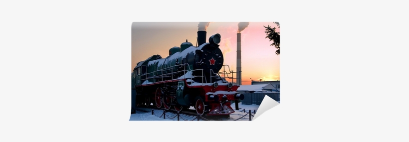 Old Red Army Steam Locomotive With Smoke Wall Mural - Steam Locomotive, transparent png download