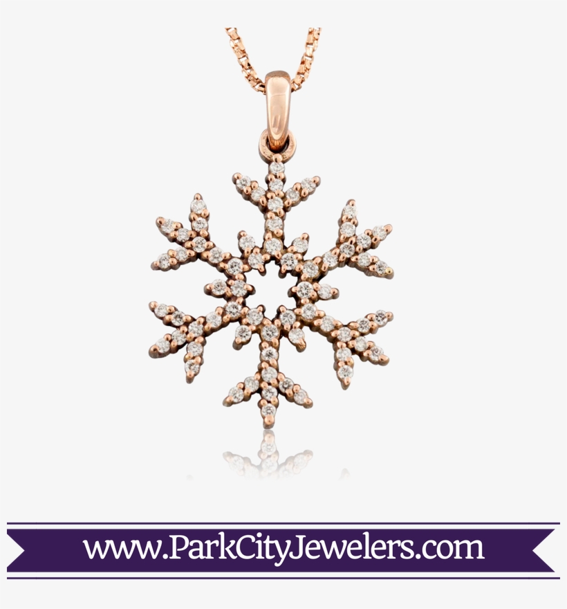 Rose Gold Diamond Snowflake Necklace - Snowflake Necklace Gold Diamond, transparent png download