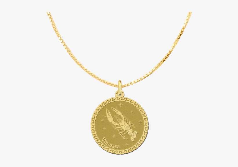 Golden Round Zodiac Pendant Cancer - St Christopher Gold Necklace Mens, transparent png download