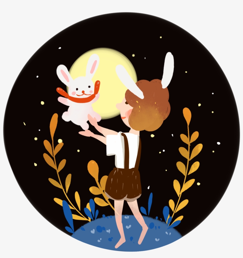 Fantasy Wind Picture Book Girl Rabbit Png And Psd - Cartoon, transparent png download