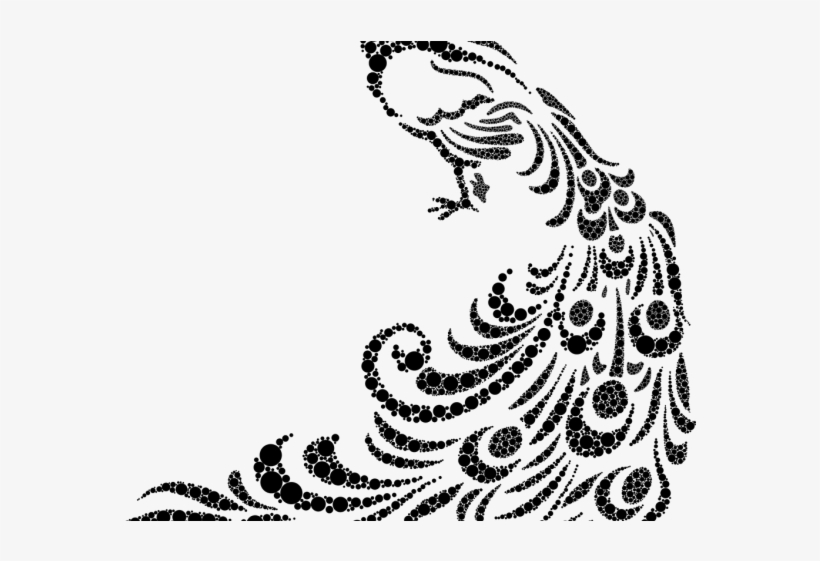 Peafowl Clipart Mor - Peacock Feather Black And White, transparent png download