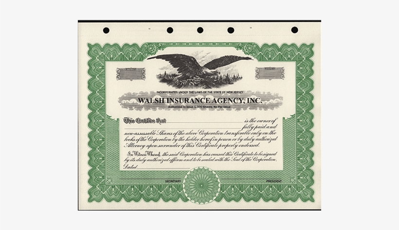 Custom Printed Corporate Stock Certificates-5187 - Free Fillable Stock Certificates, transparent png download