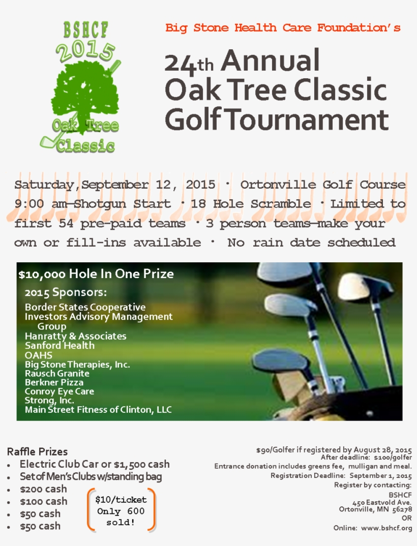 This Year's Oak Tree Classic Will Be Held Saturday, - Flyer, transparent png download