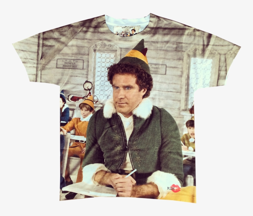 Elf Kiss Large Print T-shirt - Elf Scene, transparent png download