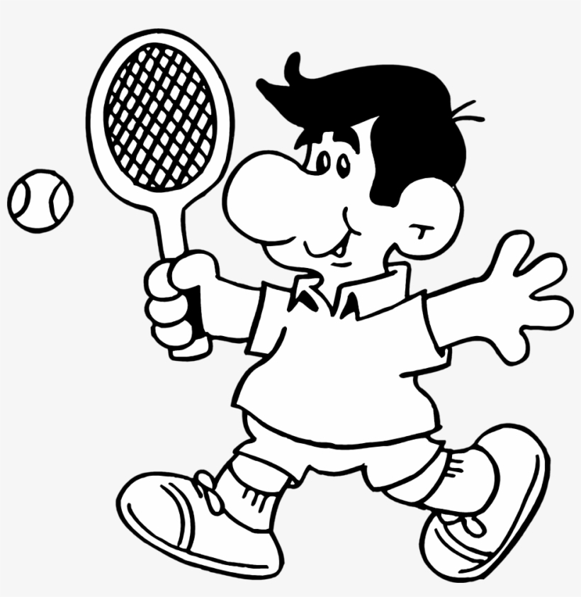 Ball Clip Art At - Tennis Cartoon Black And White, transparent png download