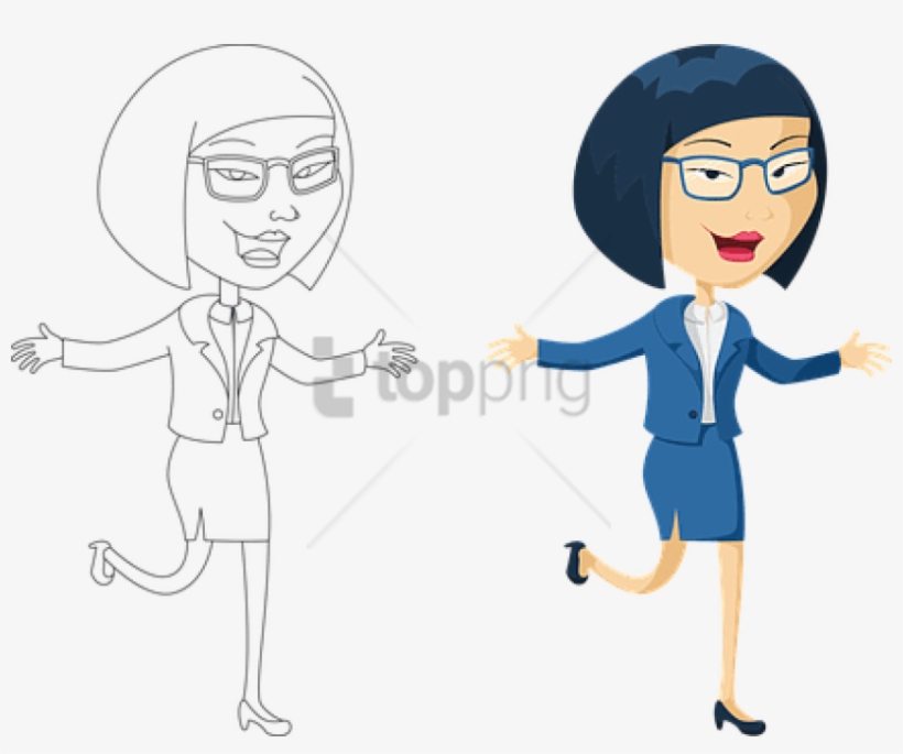 Free Png Download Happy Woman Cartoon Png Images Background - Asian Business Woman Cartoon, transparent png download