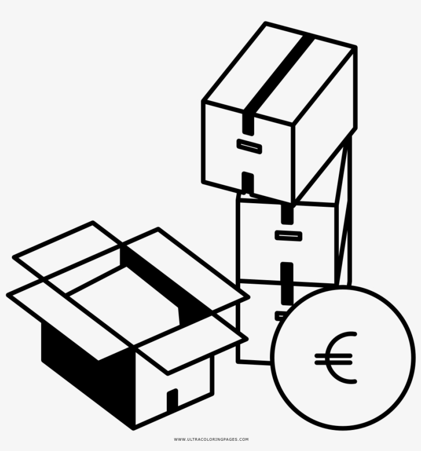 Moving Boxes Coloring Page - Coloring Book, transparent png download