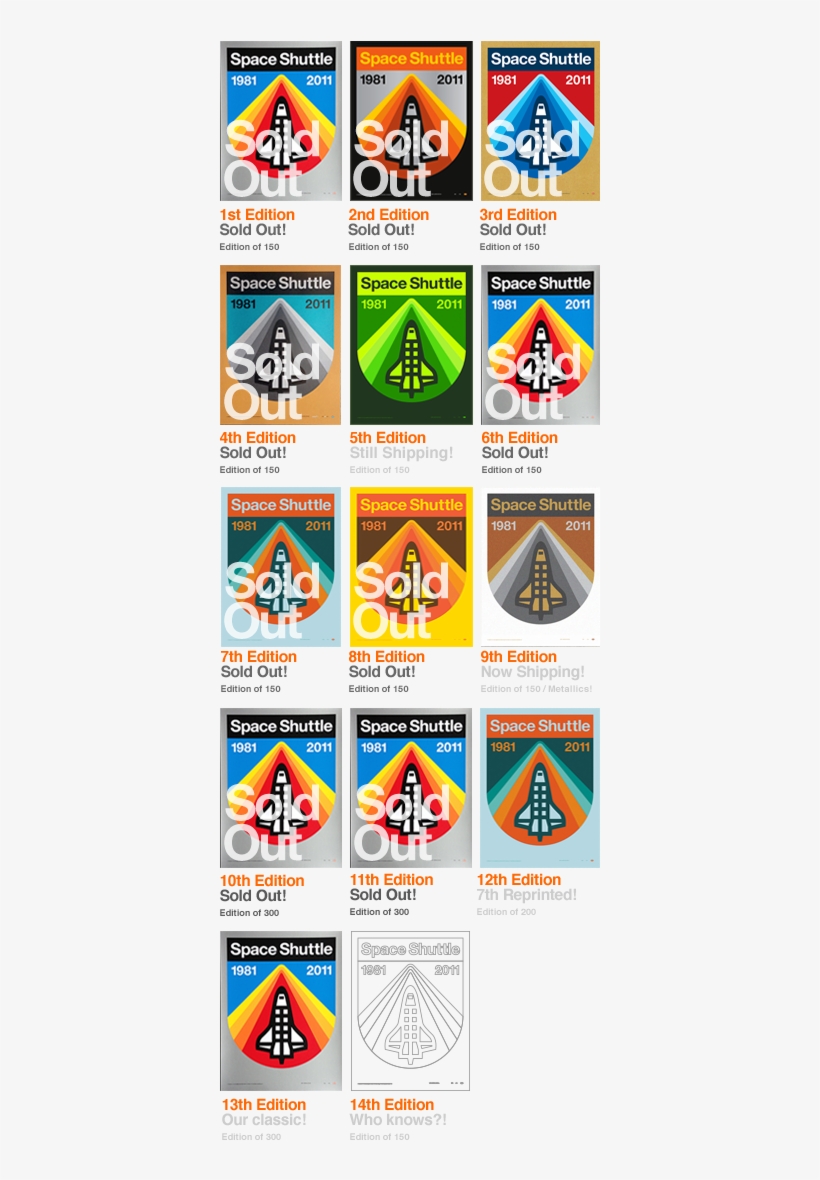Merch Shuttle Editions 1-14 - Draplin Space Shuttle First Editions, transparent png download