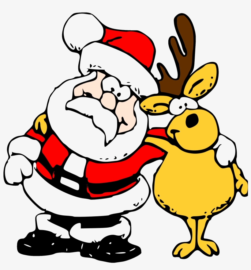 8lgdcxfnl8 - Santa And Reindeer Cartoon, transparent png download