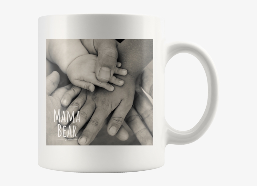 Mama Bear Personalized Ceramic Photo Mug - Family Hands Of Four, transparent png download