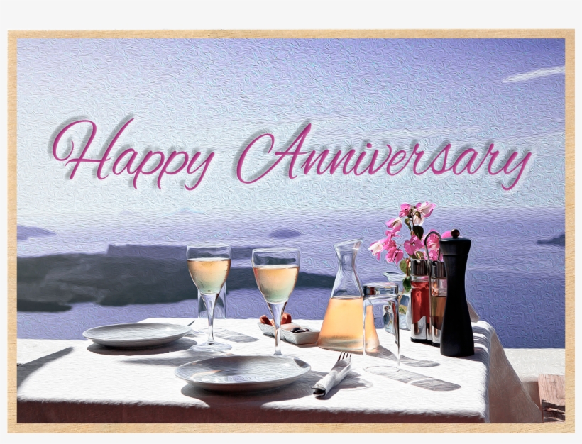 Happy Anniversary Postcard - Champagne Santorini Greece, transparent png download