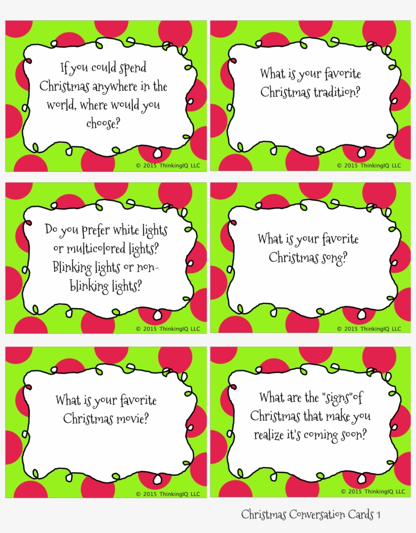 Appropriate Dinner Conversation - Christmas Conversation Starters Printable, transparent png download
