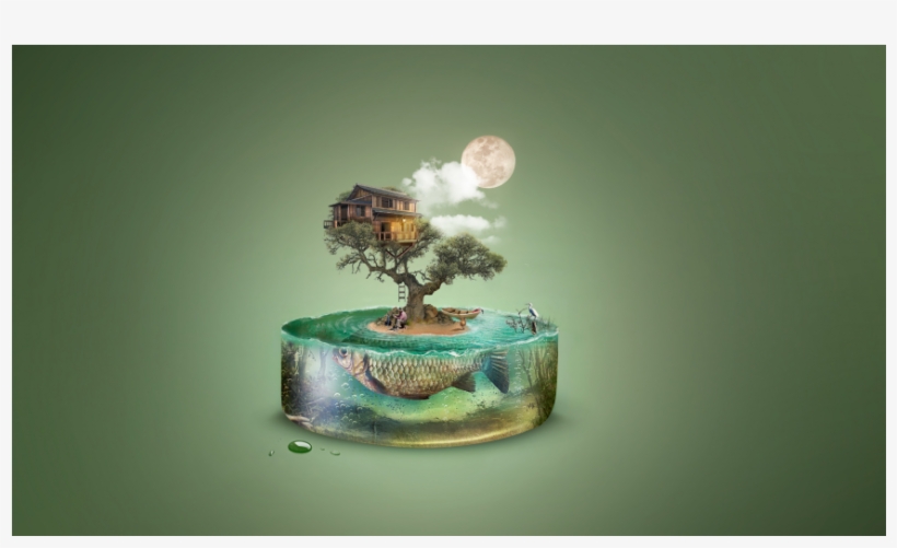Tree House And Fish - Photoshop Behance, transparent png download