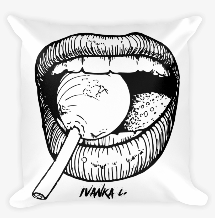 Lollypop Lips Square Print Pillow - T-shirt, transparent png download