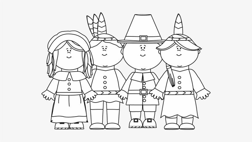 Pilgrims And Indians Clipart Black And White