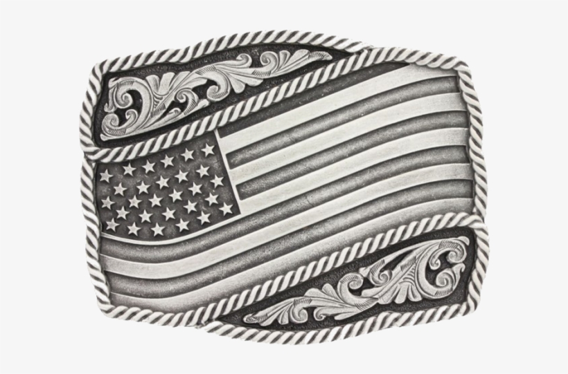 Montana Silversmiths Classic Impressions Waving American - American Flag Western Belt Buckles, transparent png download