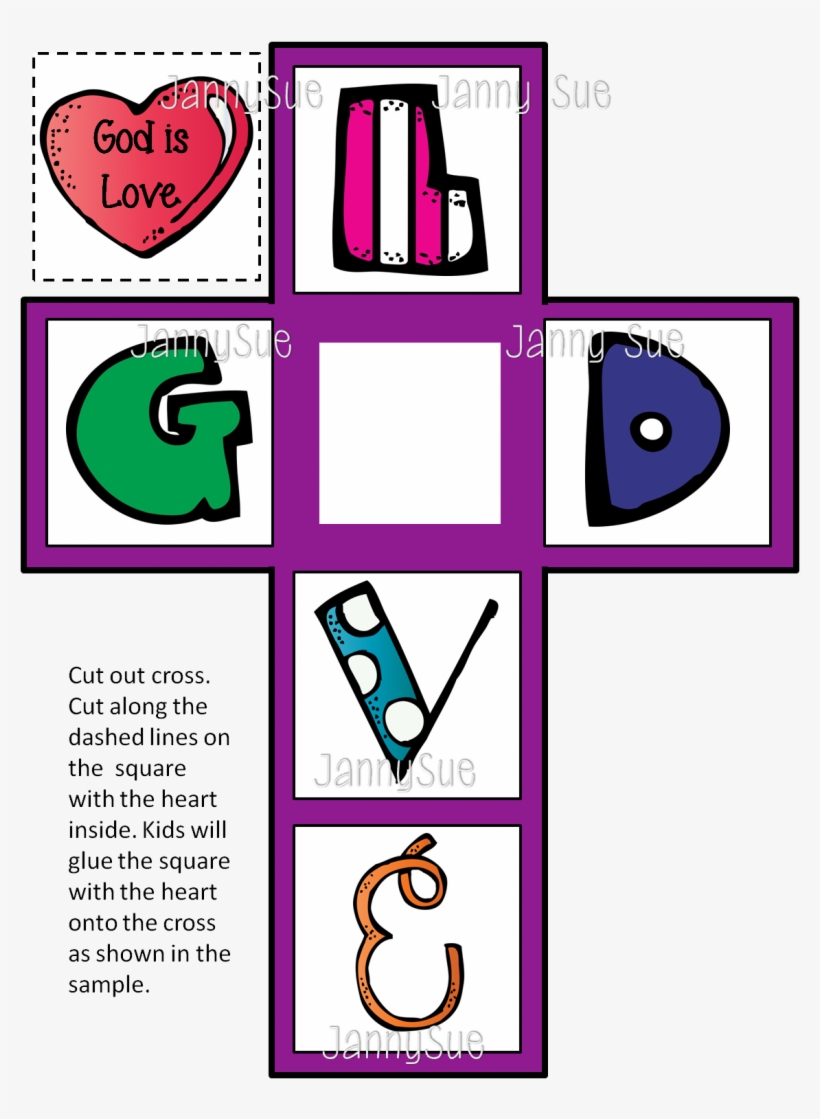 God Is Love Cross Craft Clip Art Royalty Free - Teacherspayteachers, transparent png download