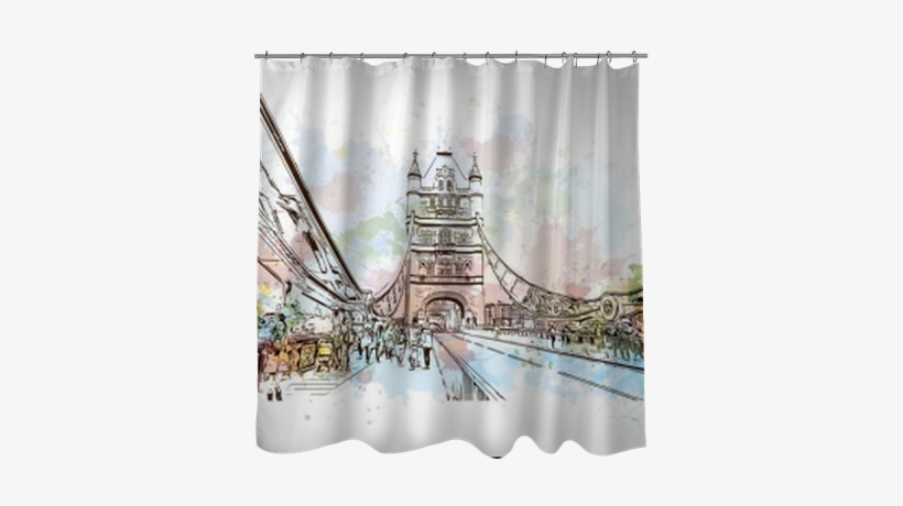 Watercolor Sketch Of Tower Bridge London, Uk In Vector - Watercolor Painting, transparent png download