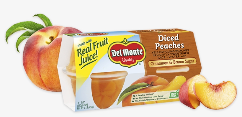 Peaches With Cinnamon & Brown Sugar, Fruit Cup® Snacks - Del Monte Mandarin Oranges In Light Syrup 4-4 Oz. Cup, transparent png download