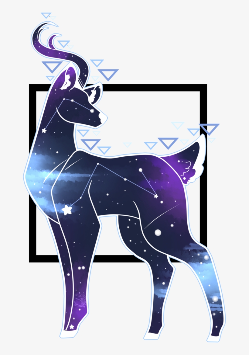 Digital Space Deer By Kodaconstellation On Deviantart - Watercolor Painting, transparent png download