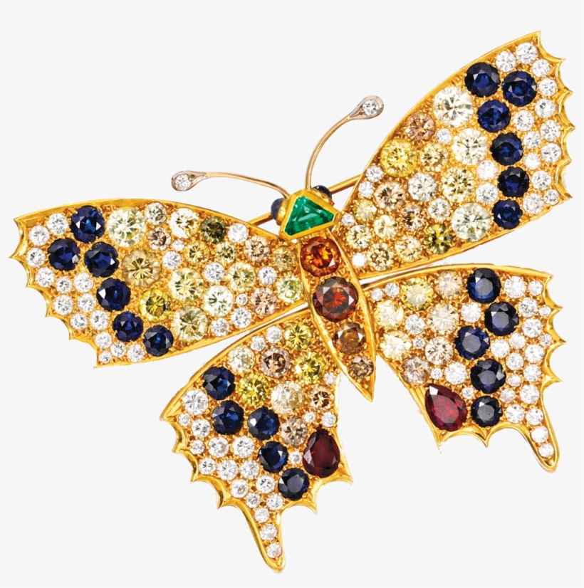 Jewelled Butterfly Png - Brooch, transparent png download
