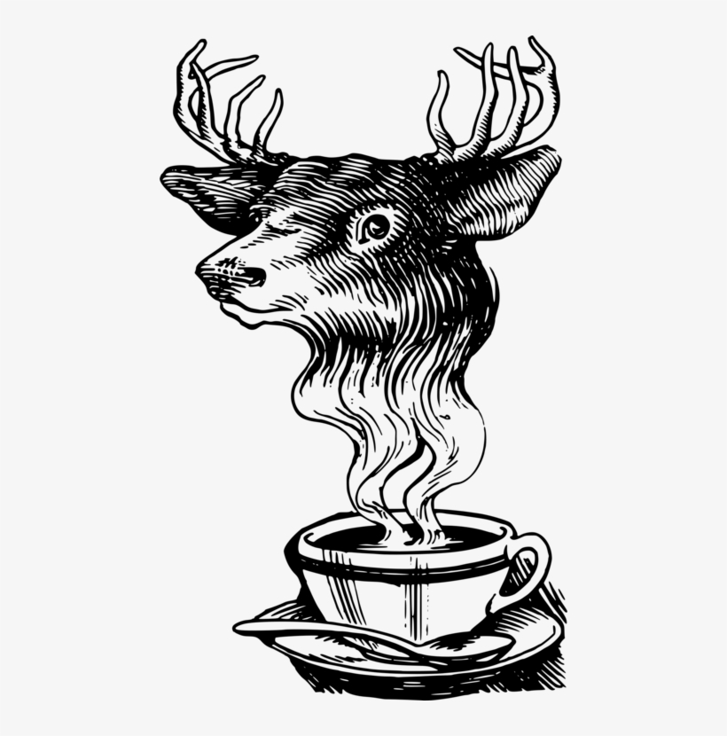 Elk Reindeer Drawing Black And White Free Commercial - Drawing, transparent png download
