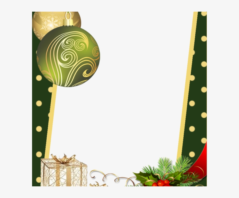Green And Golden Christmas Frame - Golden Photo Frame Green Png, transparent png download