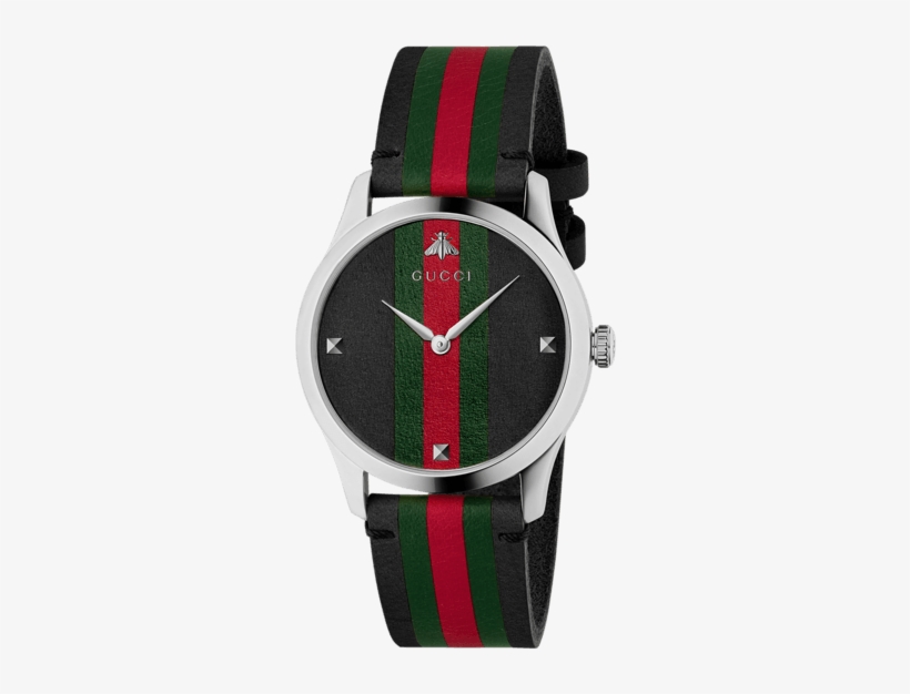 Gucci G-timeless Black & Green Red Green Calf & Steel - Gucci Watch, transparent png download