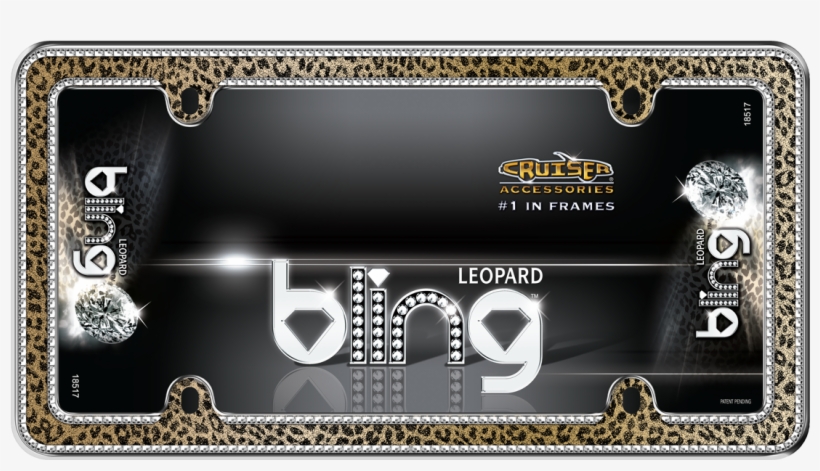 Leopard Bling, Chrome/gold/black/clear - Leopard Bling Chrome License Plate Frame, transparent png download