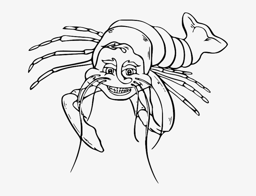 Lobster Outline Black Food Outline White Cartoon Laughing - Lobster Line Art, transparent png download