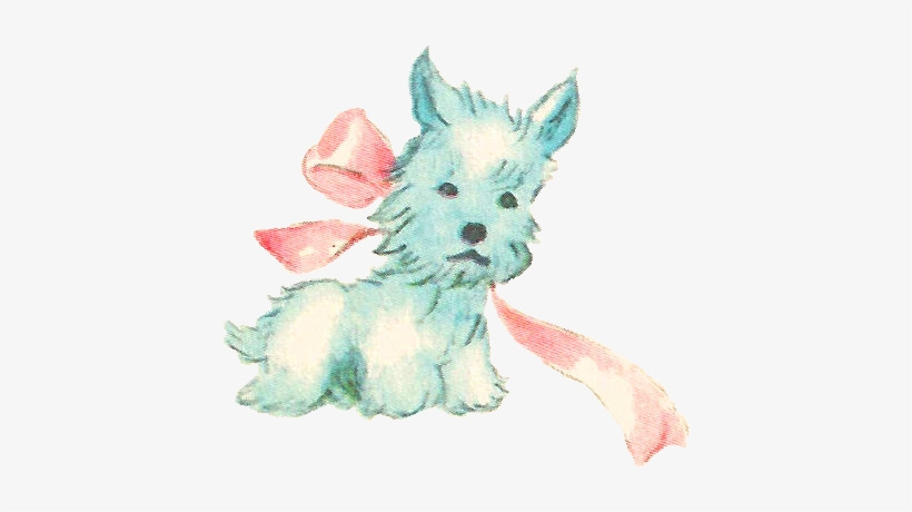 Digital Dog Download Of Vintage Blue Scottie With Pink - Chinese Crested Dog, transparent png download