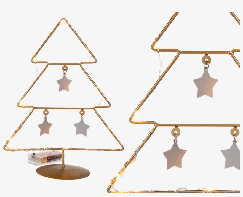 Arbol De Navidad Dorado De Metal Con Estrellas Plateadas - Arbol De Navidad Con Metal, transparent png download