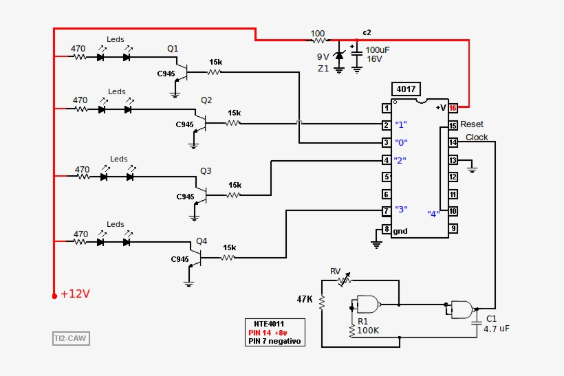 Diagrama Del Secuenciador De Leds - Diagramas De Leds, transparent png download