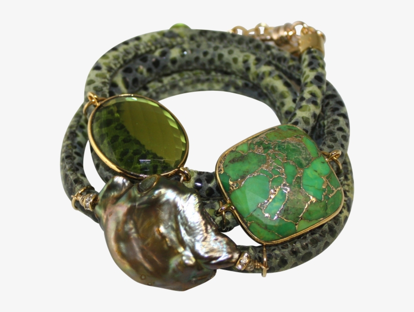 Didaj Olive Green Snake Italian Wrap Leather Bracelet - Bracelet, transparent png download
