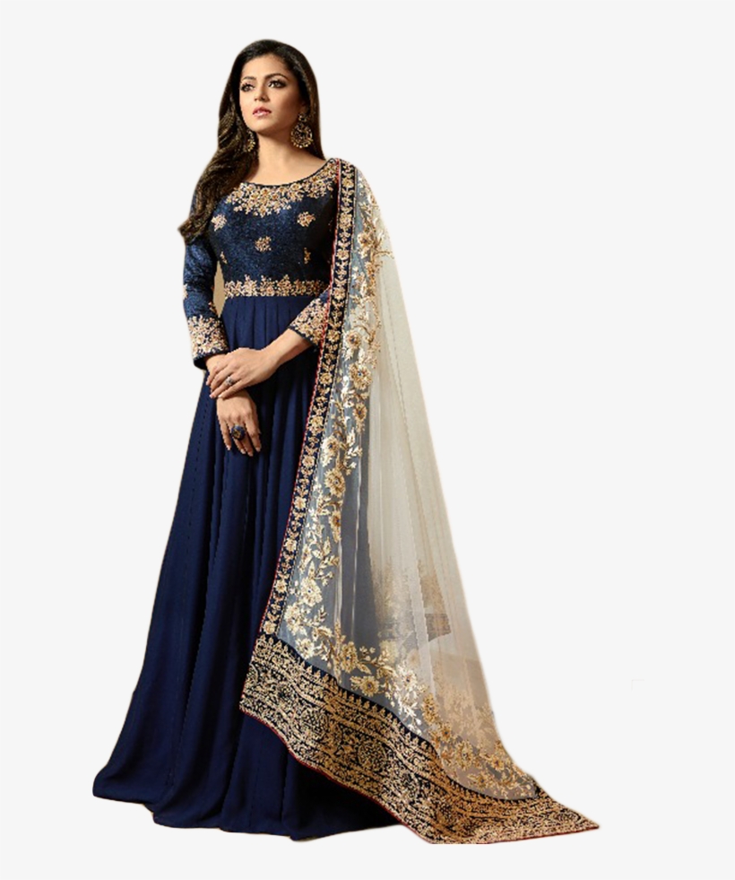 Png - Dark Blue Anarkali Suit, transparent png download