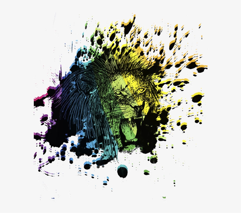 Rainbow Roaring Lion - Lion, transparent png download