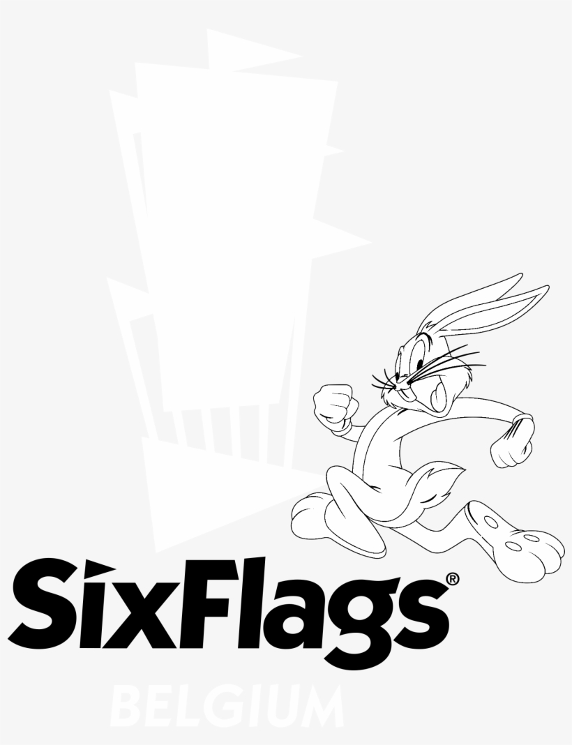 Six Flags Belgium Logo Black And White - Six Flags, transparent png download