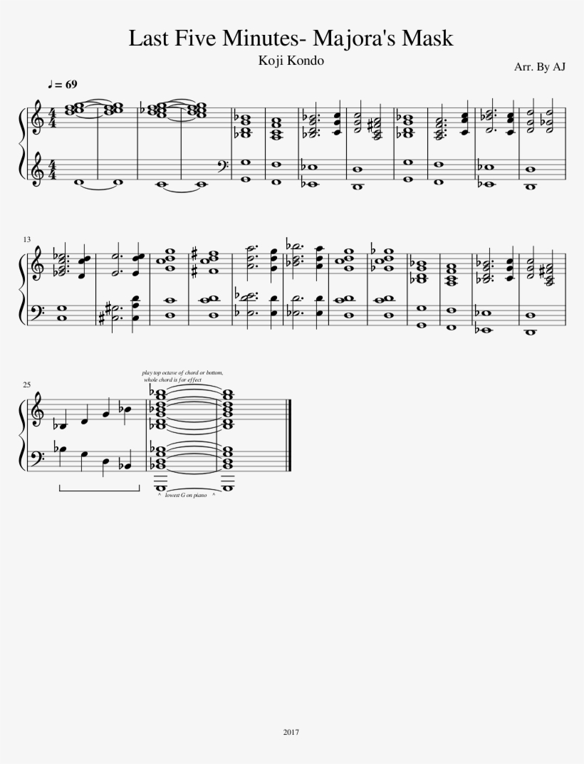 Last Five Minutes Majora S Mask - Sheet Music, transparent png download